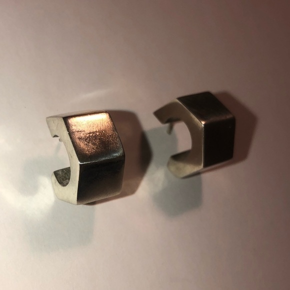 𝅺vintage Taxco Sterling Silver Open Lug Nut Stud Earrings .6” - Picture 3 of 6